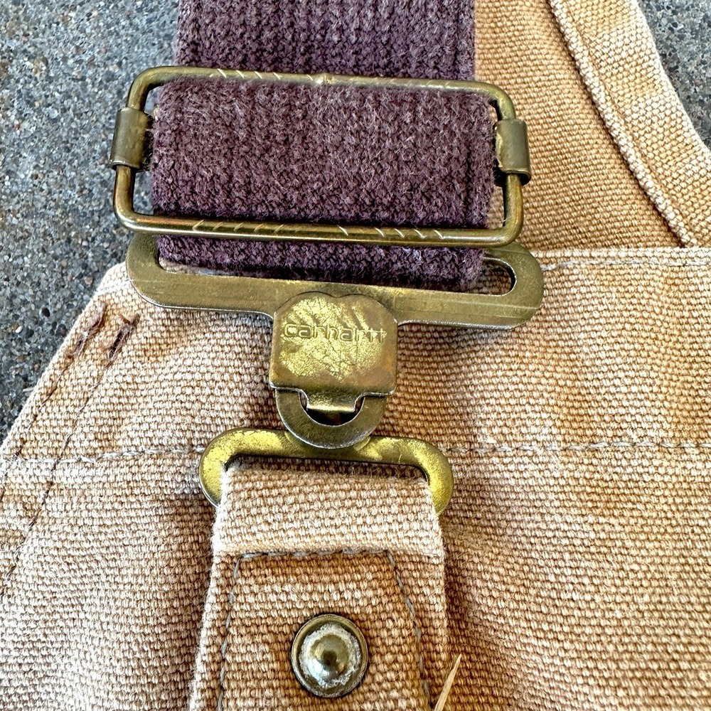 VTG Carhartt Quilted Insulated Duck Bib Overalls Mens 34x34 Double Knee R02 BRN - Picture 8 of 16